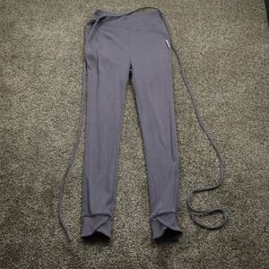 Gymshark Leggings Women's‎ Medium Gray Ribbed Tie Waist Cropped Athleisure Pants